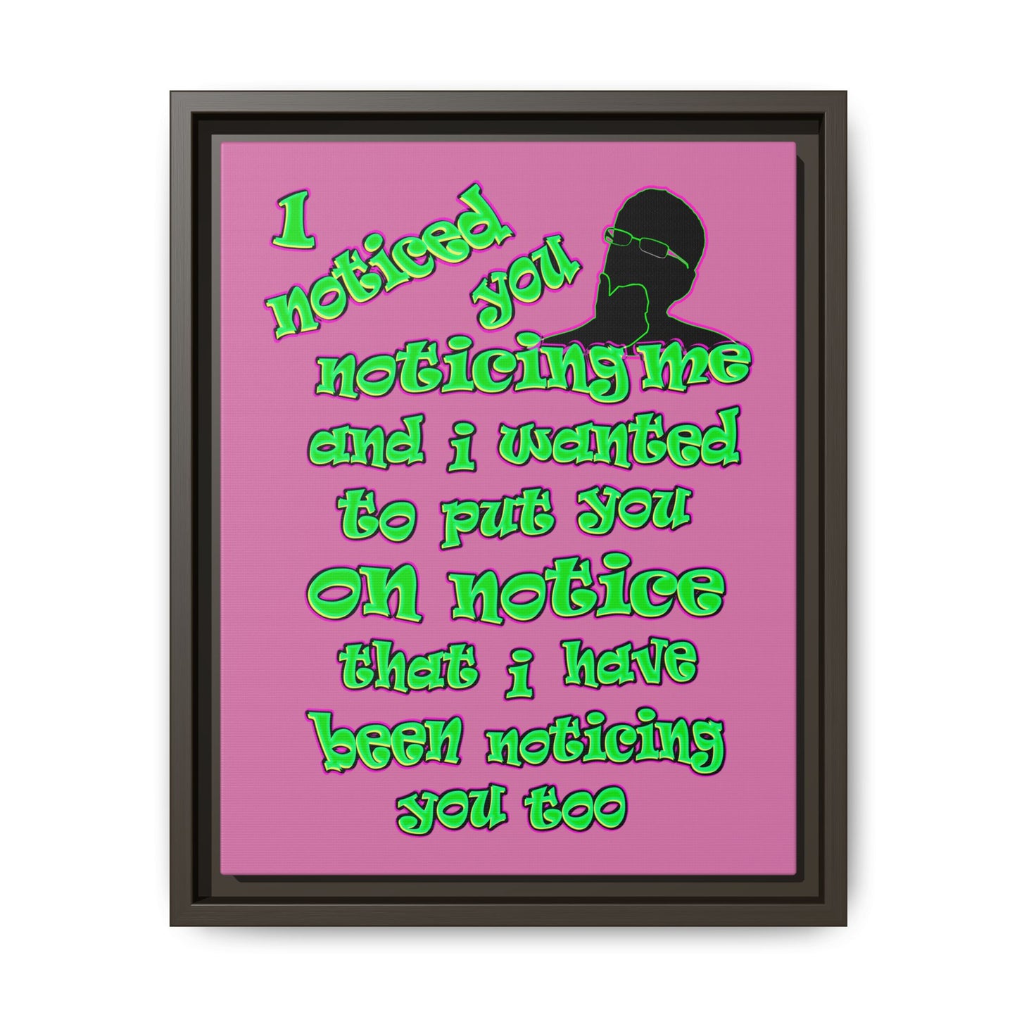 noticed you noticing - framed canvas art (light pink)