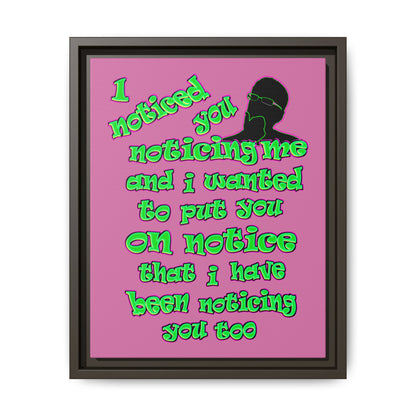 noticed you noticing - framed canvas art (light pink)