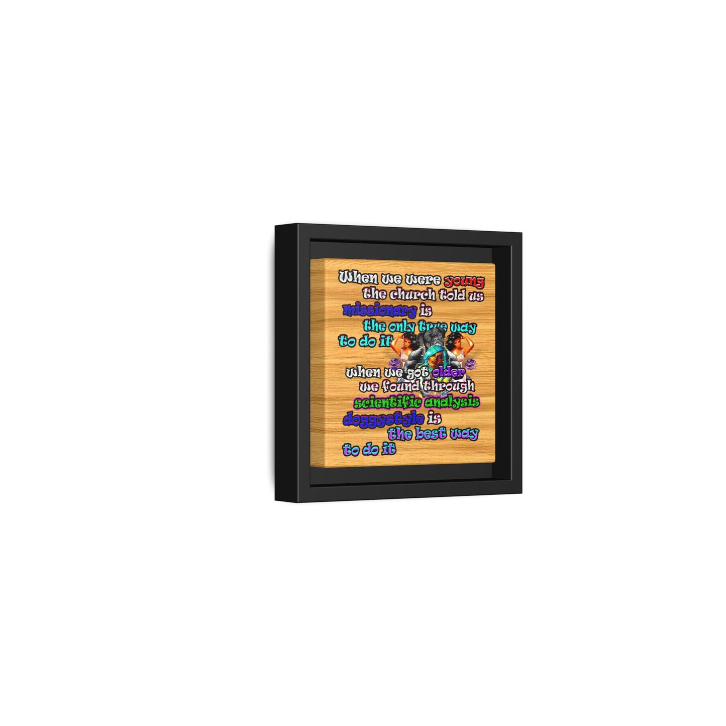 doggystyle - framed canvas art (butterscotch wood finish)