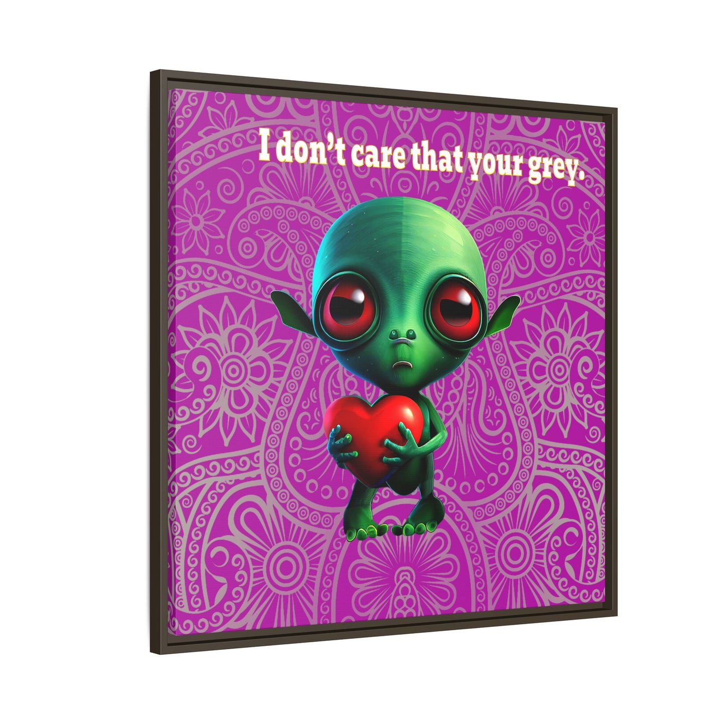 I don't care that your grey - framed canvas art (pink swirl)