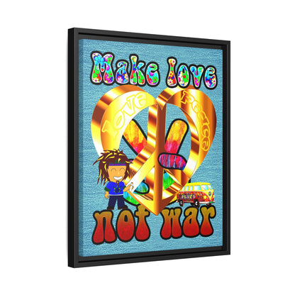 love peace - framed canvas art (faded blue)
