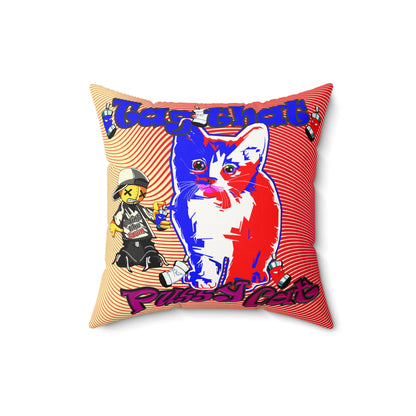 tag that - Faux Suede Square Pillow - (yellow-orange wave)