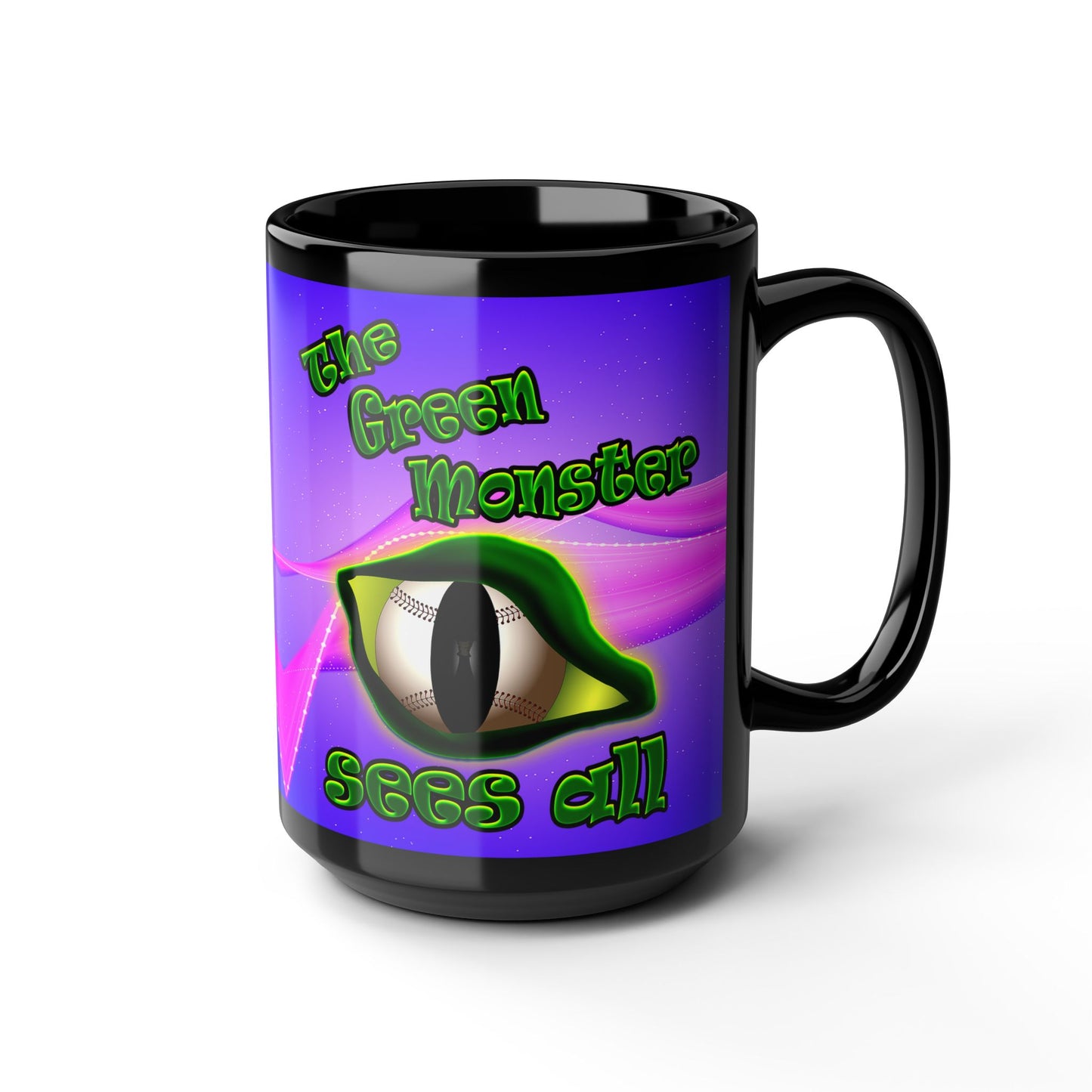 green monster - Black Mug (purple-pink wave)