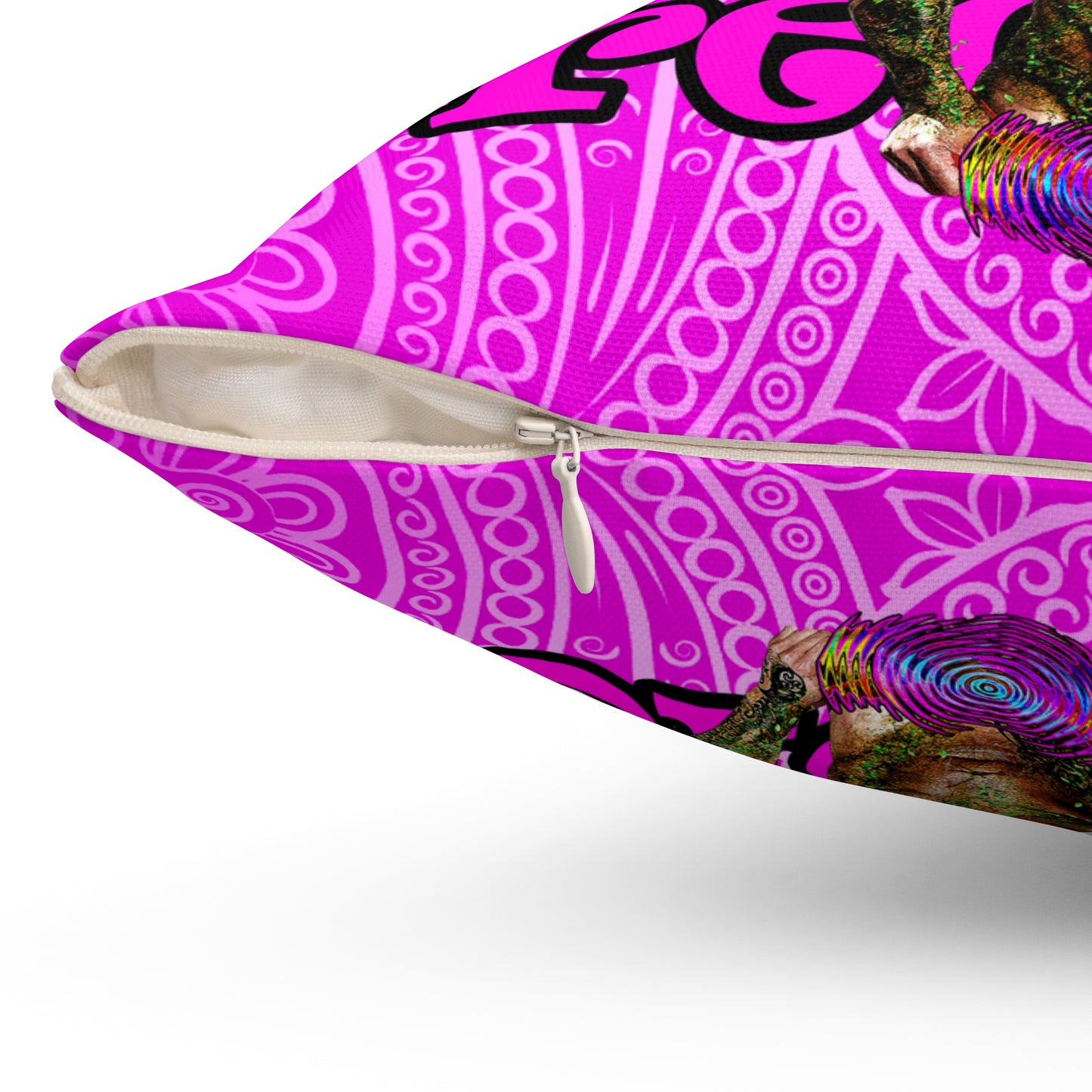 hoes b4 bros - Spun Polyester Square Pillow - (pink swirl)