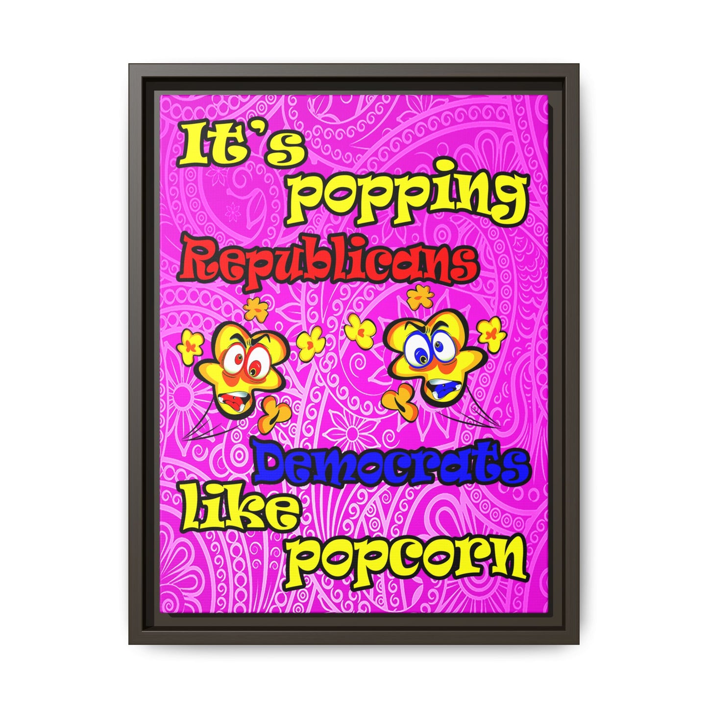 popping like popcorn - framed canvas art (pink swirl)