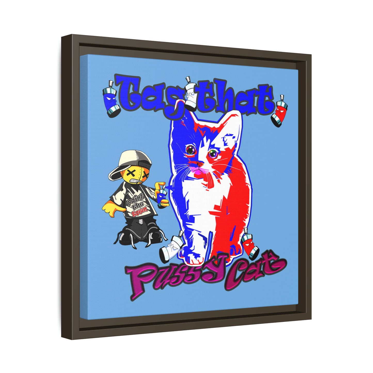 tag that - framed canvas art (light blue)