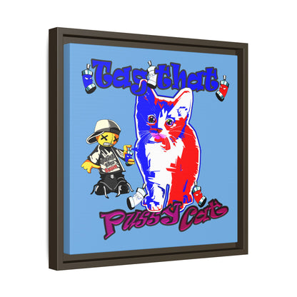 tag that - framed canvas art (light blue)