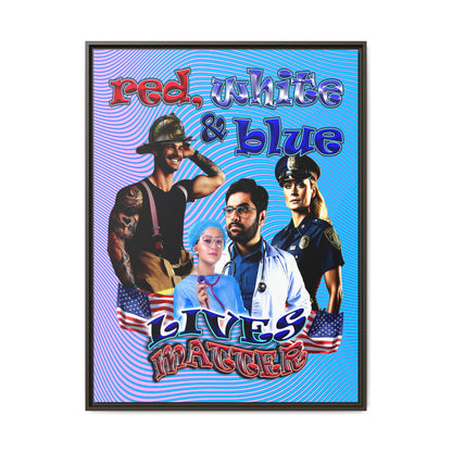 rw&b lives matter - framed canvas art (light blue-purple wave)