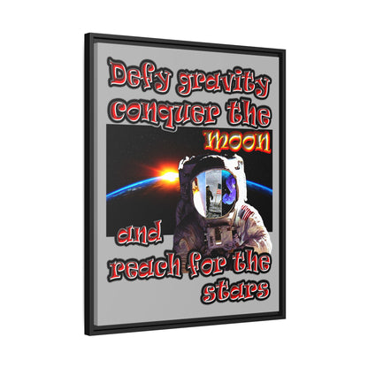 defy conquer reach - framed canvas art (light grey)