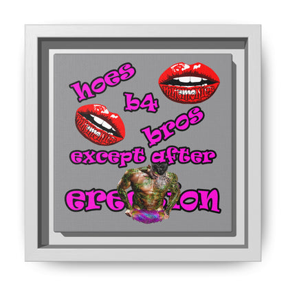 hoes b4 bros - framed canvas art (grey)