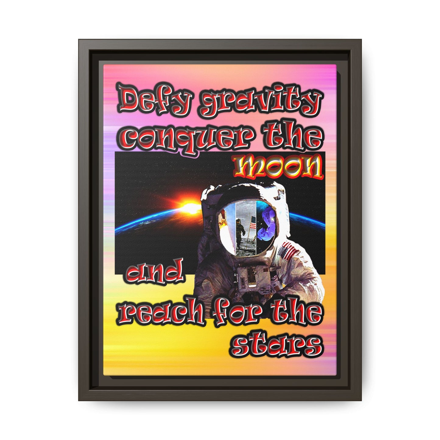 defy conquer reach - framed canvas art (color blur)
