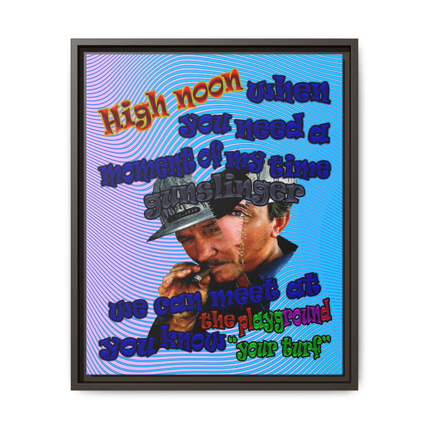 high noon - framed canvas art (light blue-purple wave)