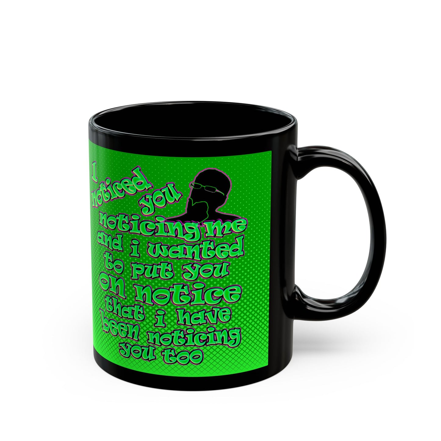 noticed you noticing - Black Mug (logo green)