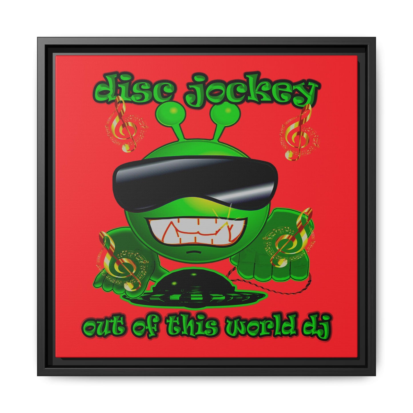 disc jockey - framed canvas art (red)