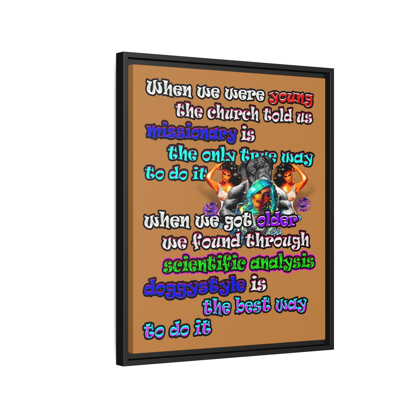 doggystyle - framed canvas art (light brown)
