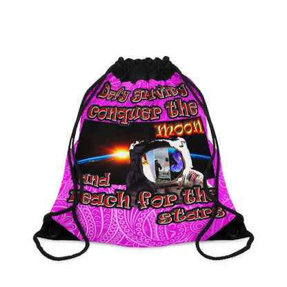 defy conquer reach - Drawstring Bag (pink swirl)