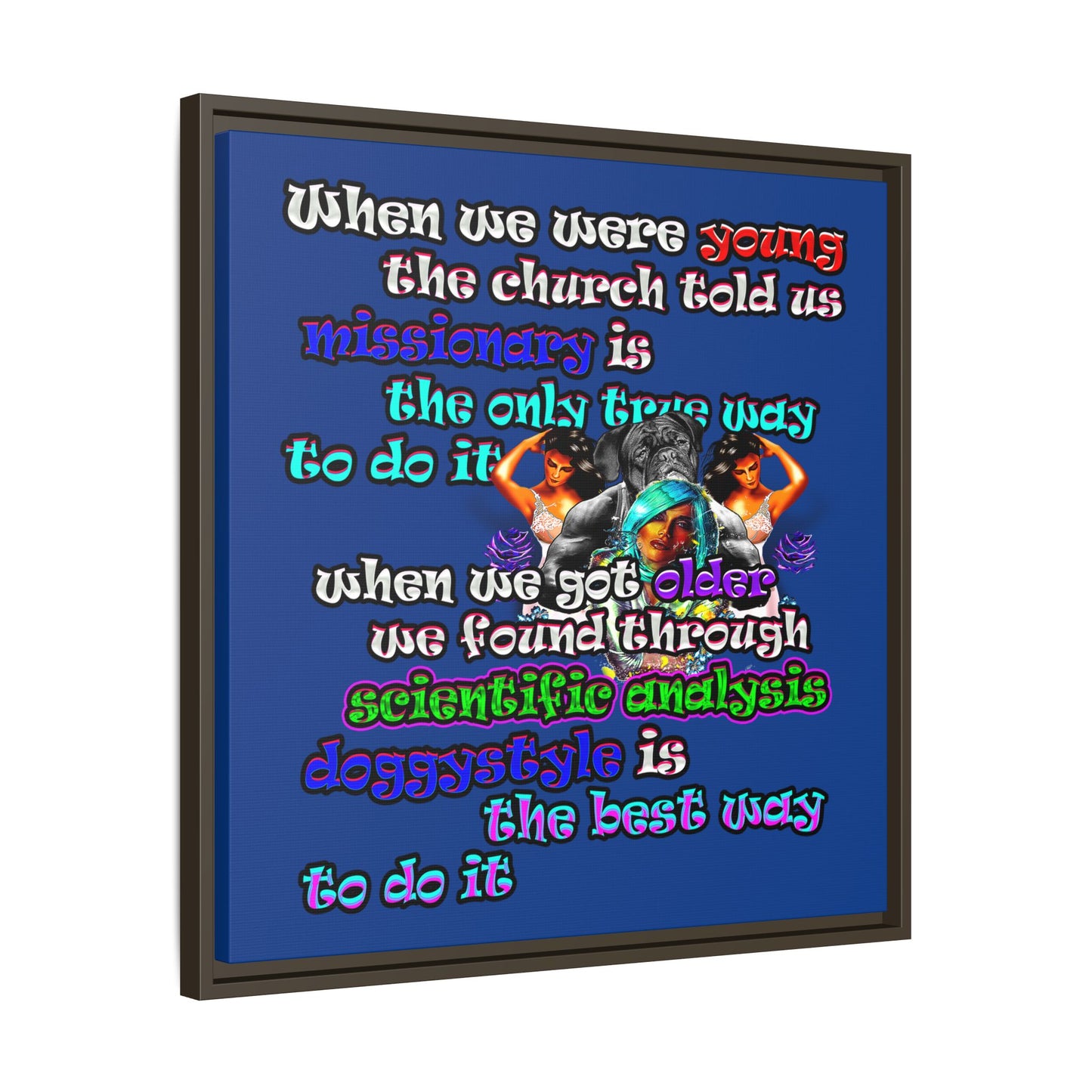 doggystyle - framed canvas art (dark blue)