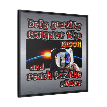 defy conquer reach - framed canvas art (brushed nickel)