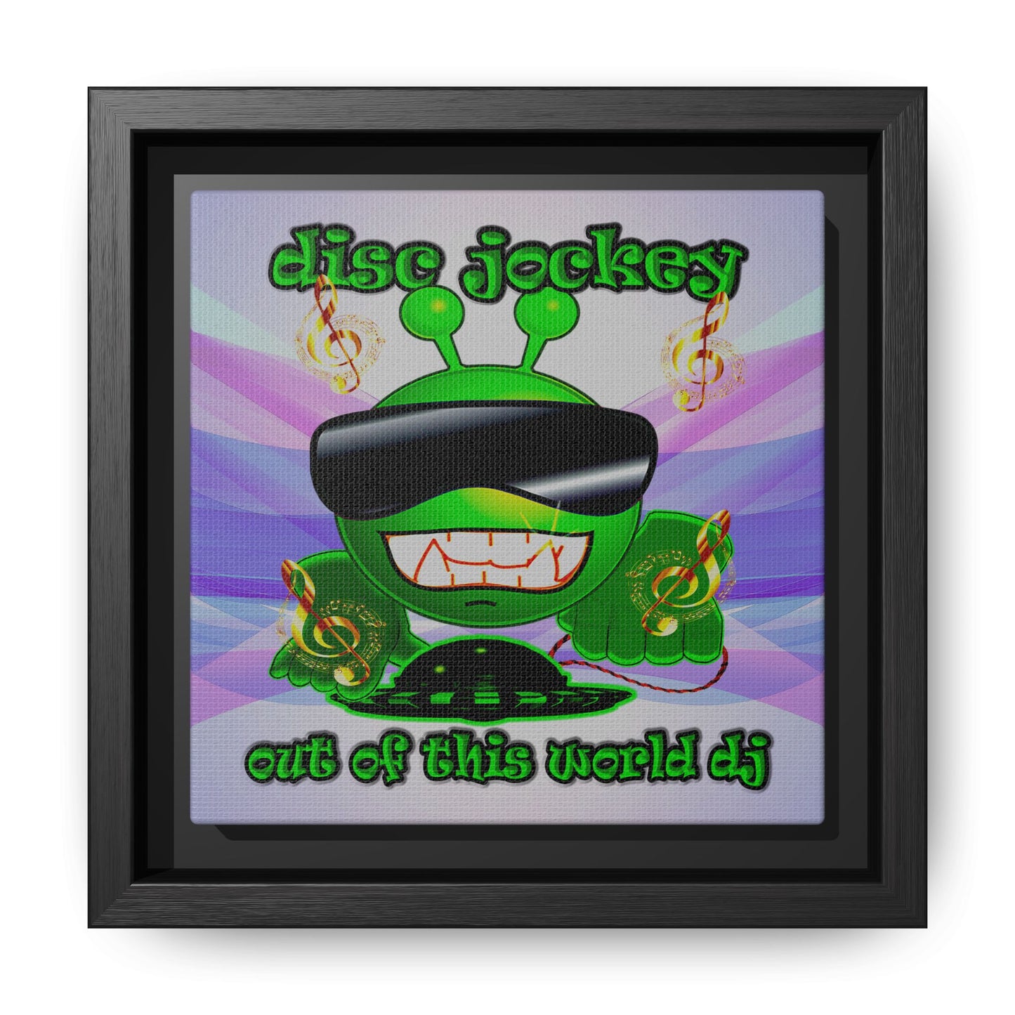 disc jockey - framed canvas art (light blue-pink wave)