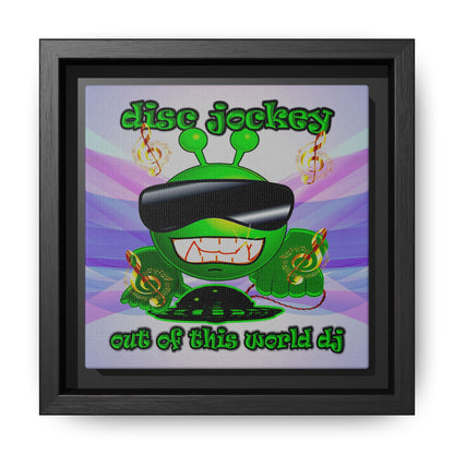 disc jockey - framed canvas art (light blue-pink wave)