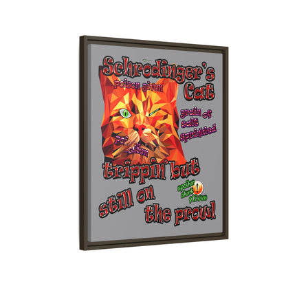 schrodinger's cat - framed canvas art (grey)