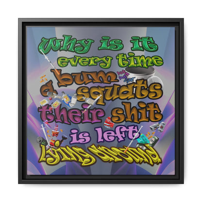 the bum's shit - framed canvas art (grey-pink wave)