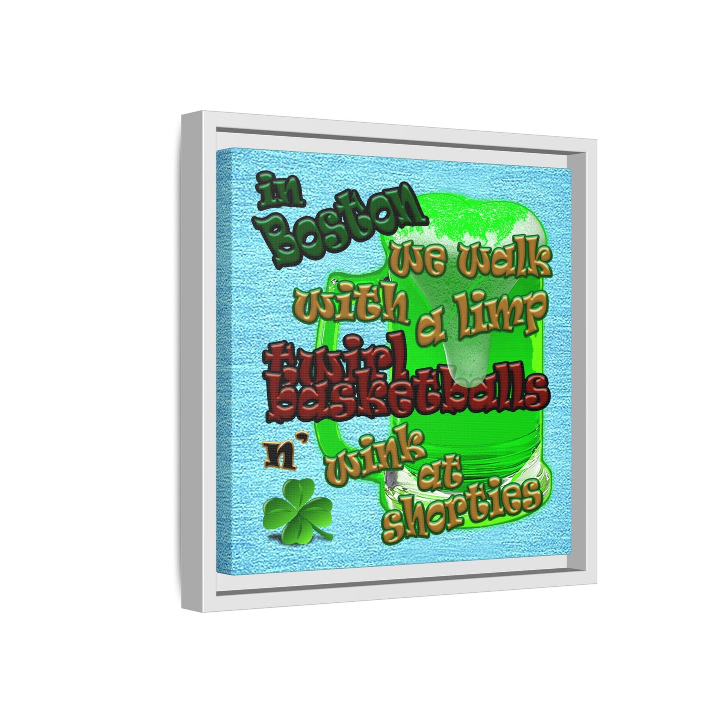 celtics logo - framed canvas art (faded blue)