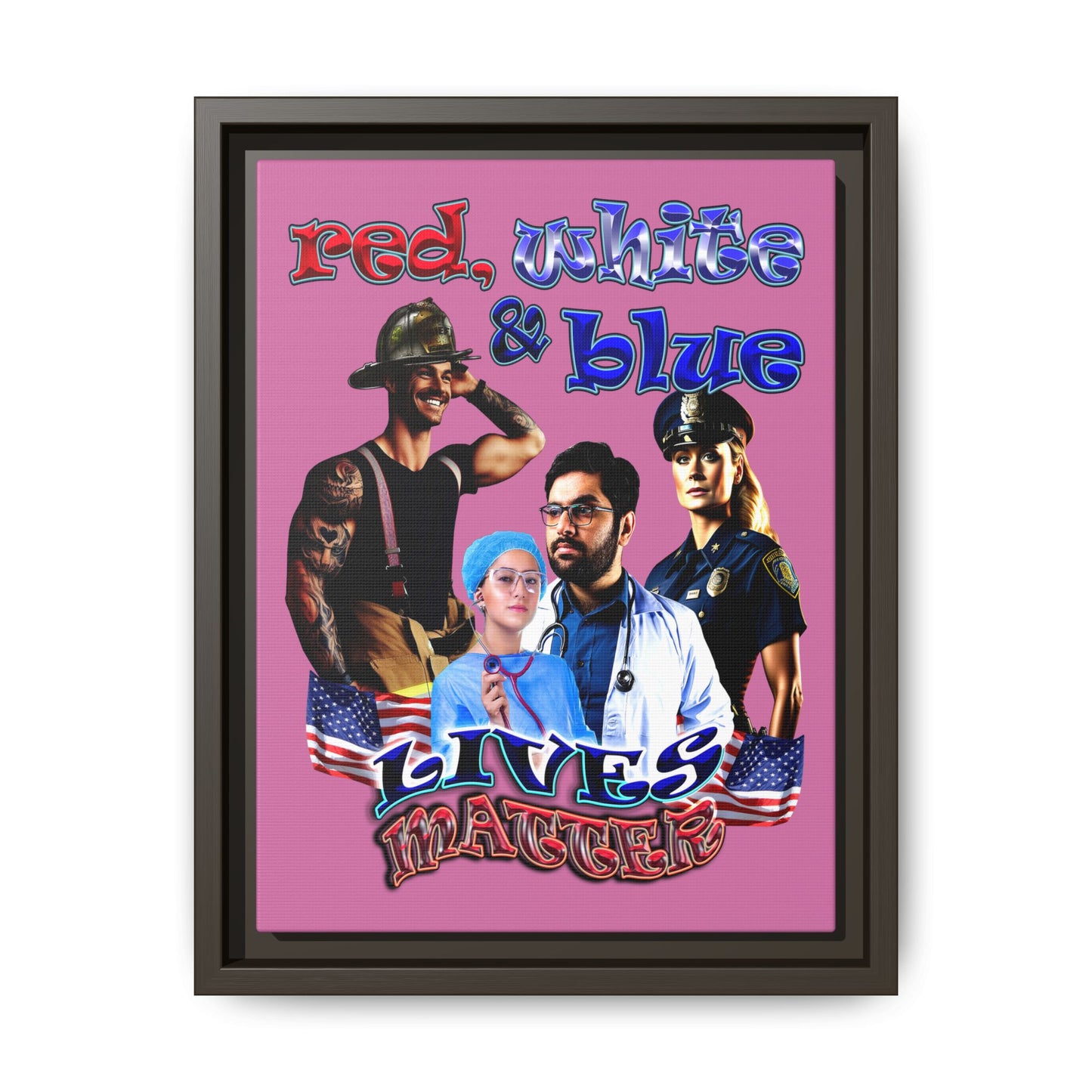 rw&b lives matter - framed canvas art (light pink)