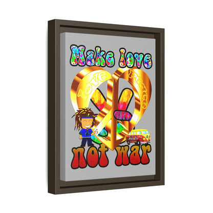 love peace - framed canvas art (light grey)