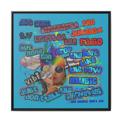 drop the beat - framed canvas art (turquoise)