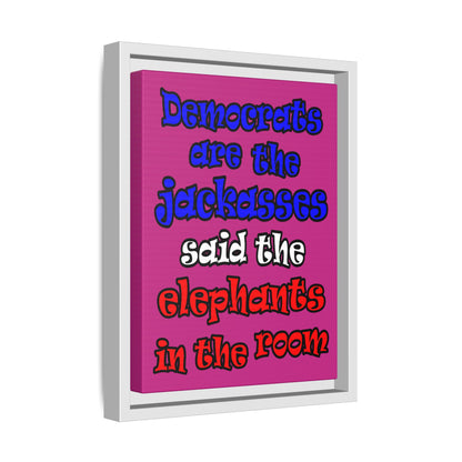 donkeys and elephants - framed canvas art (pink)
