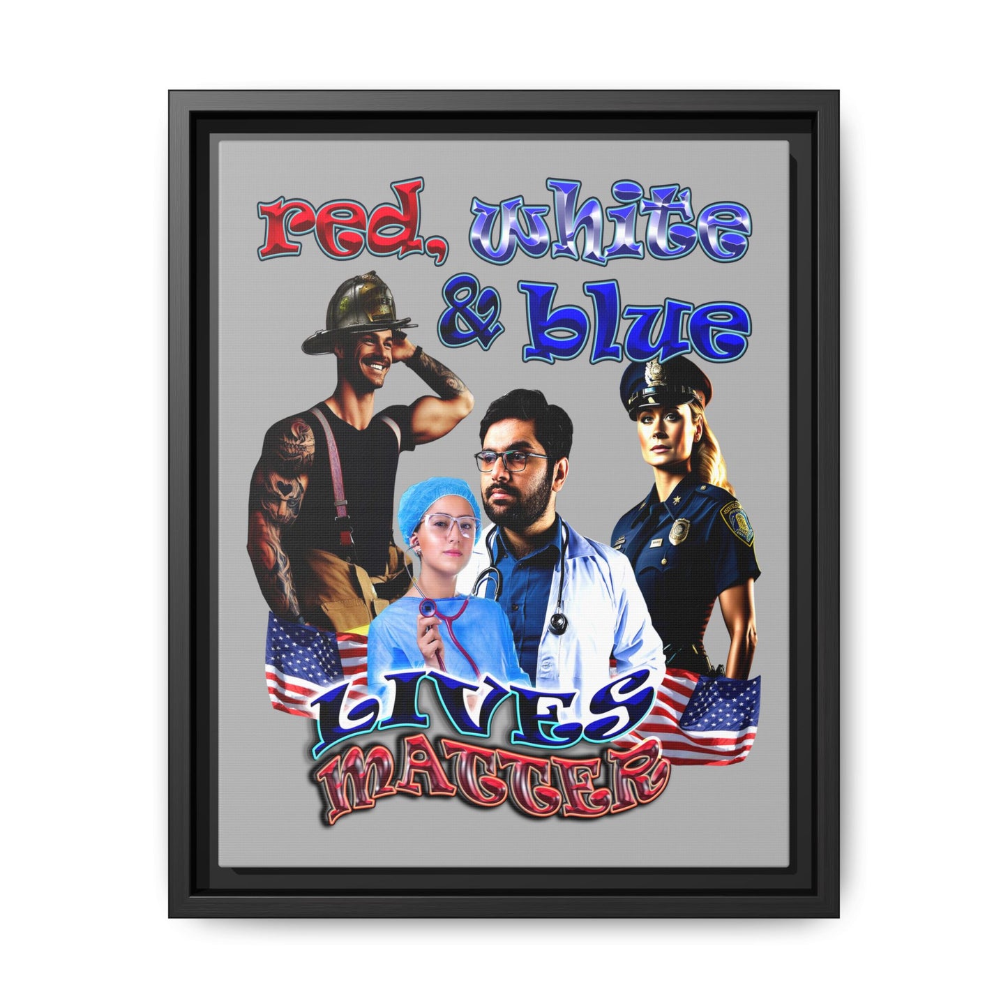 rw&b lives matter - framed canvas art (light grey)