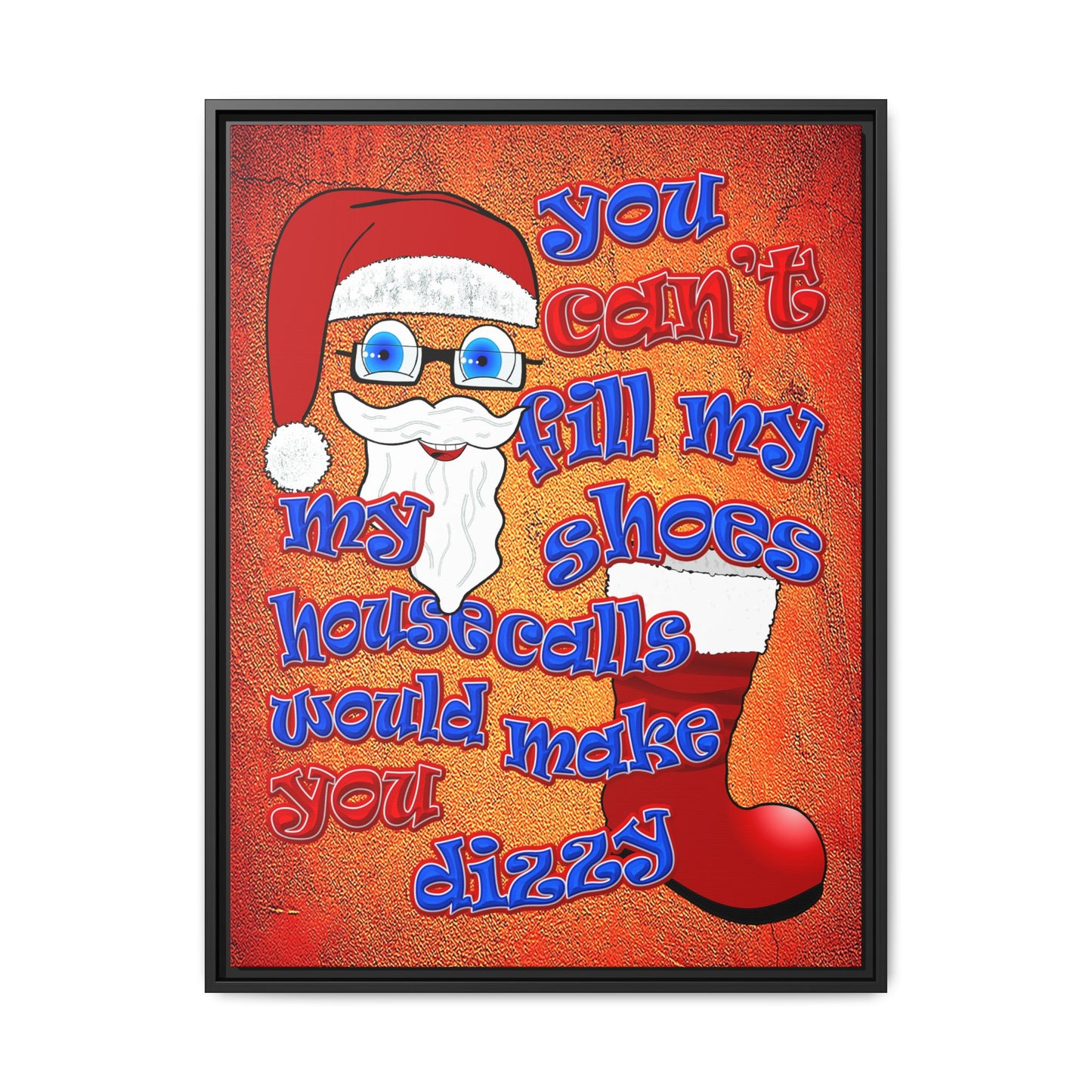 santa's shoes - framed canvas art (burnt orange)