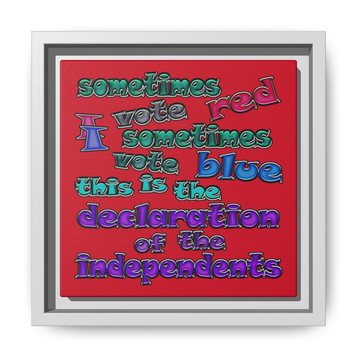 declaration of the independents - framed canvas art (dark red)
