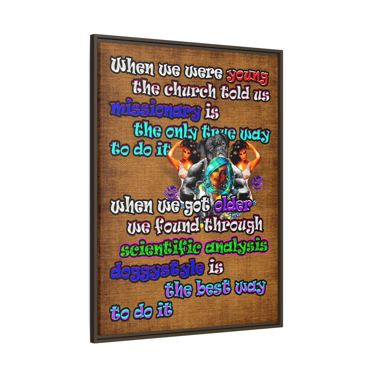 doggystyle - framed canvas art (brown papyrus)