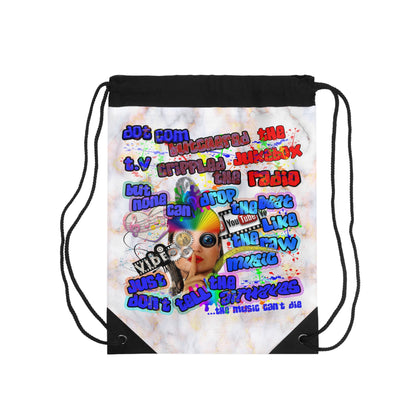 drop the beat - Drawstring Bag (white marble)