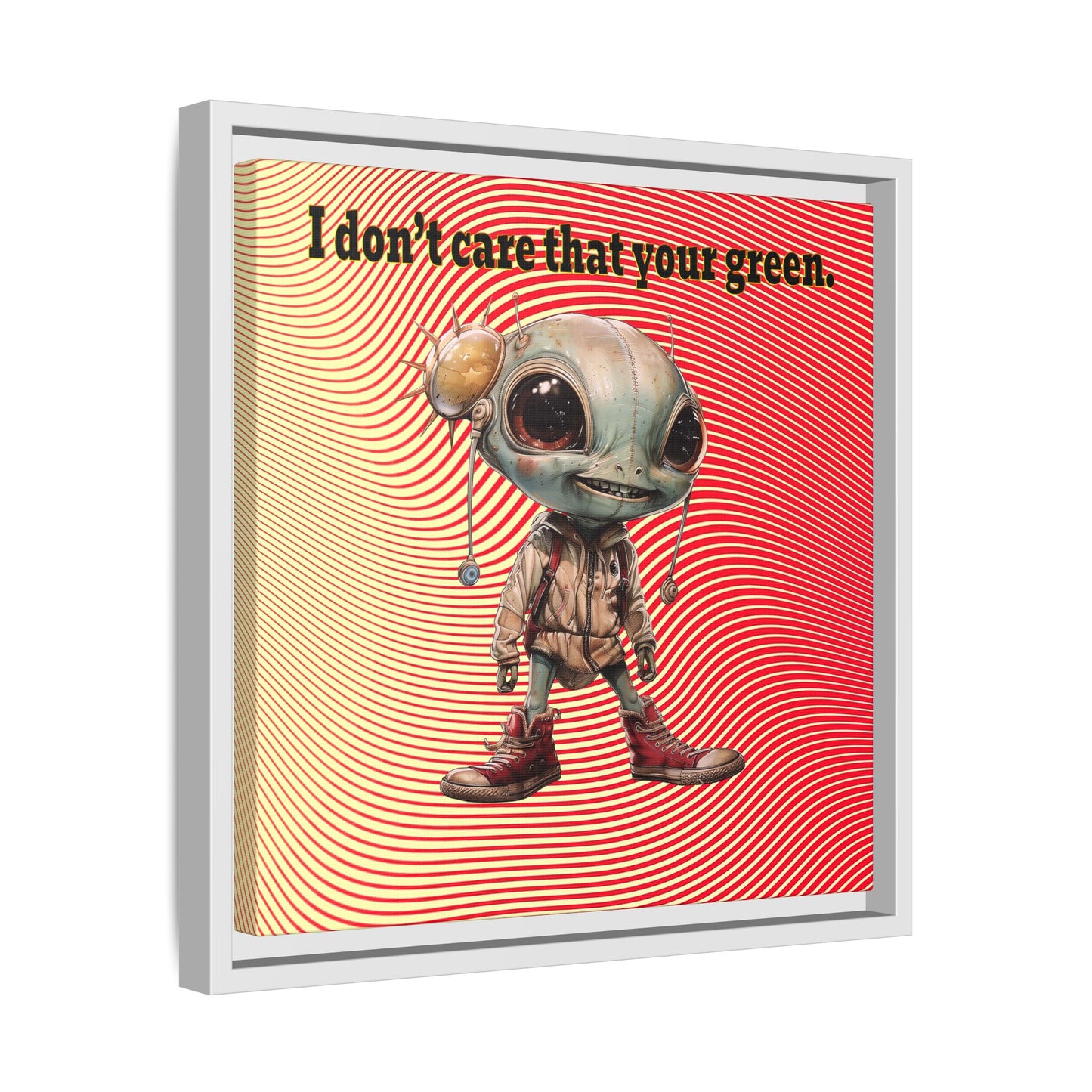 I don't care that your green - framed canvas art (yellow-orange wave)