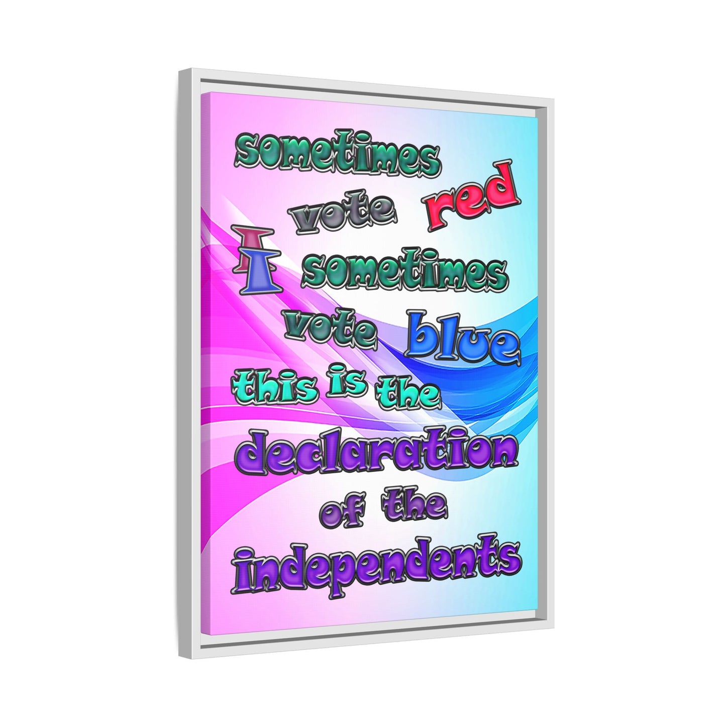 declaration of the independents - framed canvas art (light blue-pink wave)
