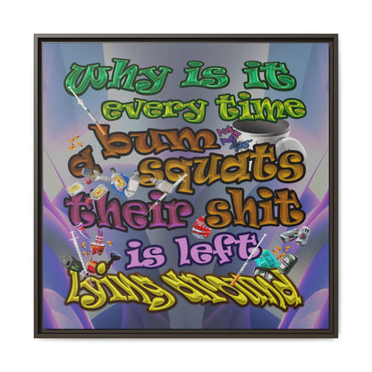 the bum's shit - framed canvas art (grey-pink wave)