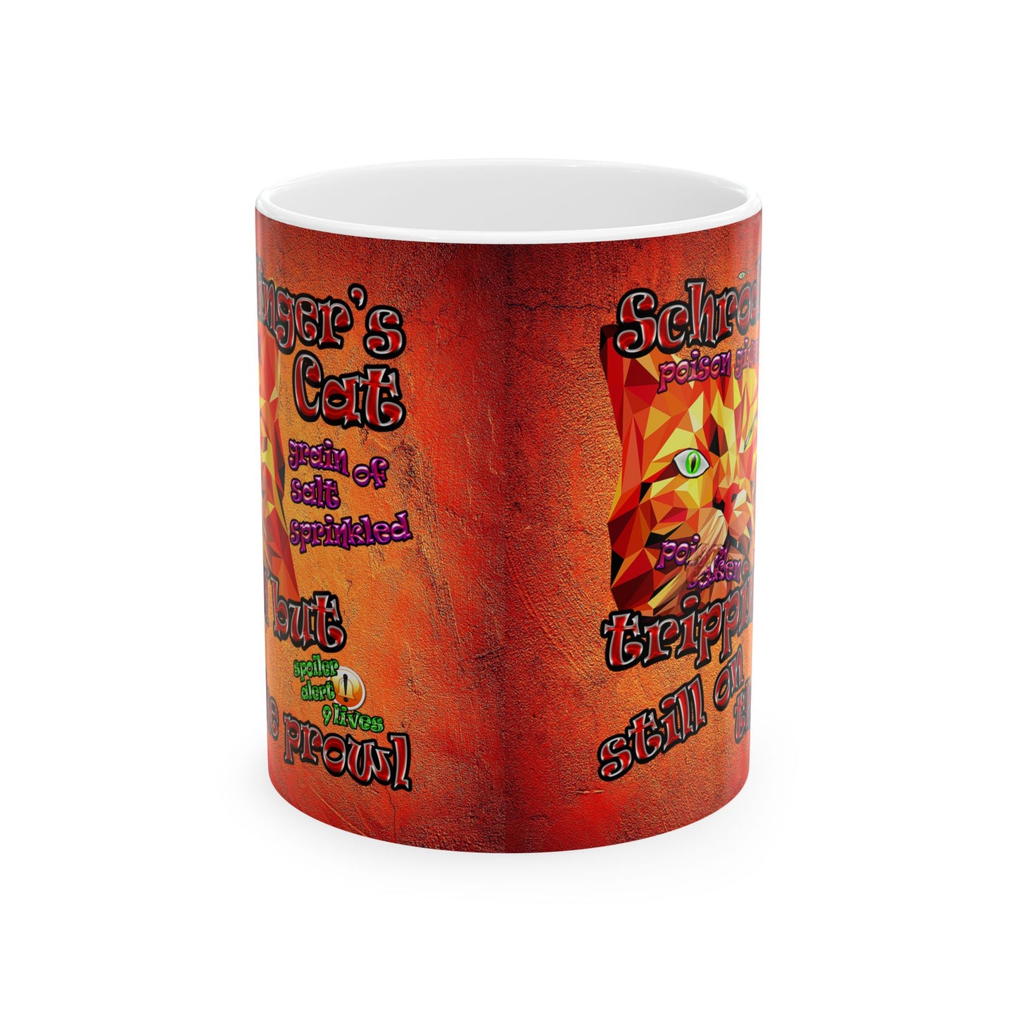 schrodinger's cat - White Mug (burnt orange)