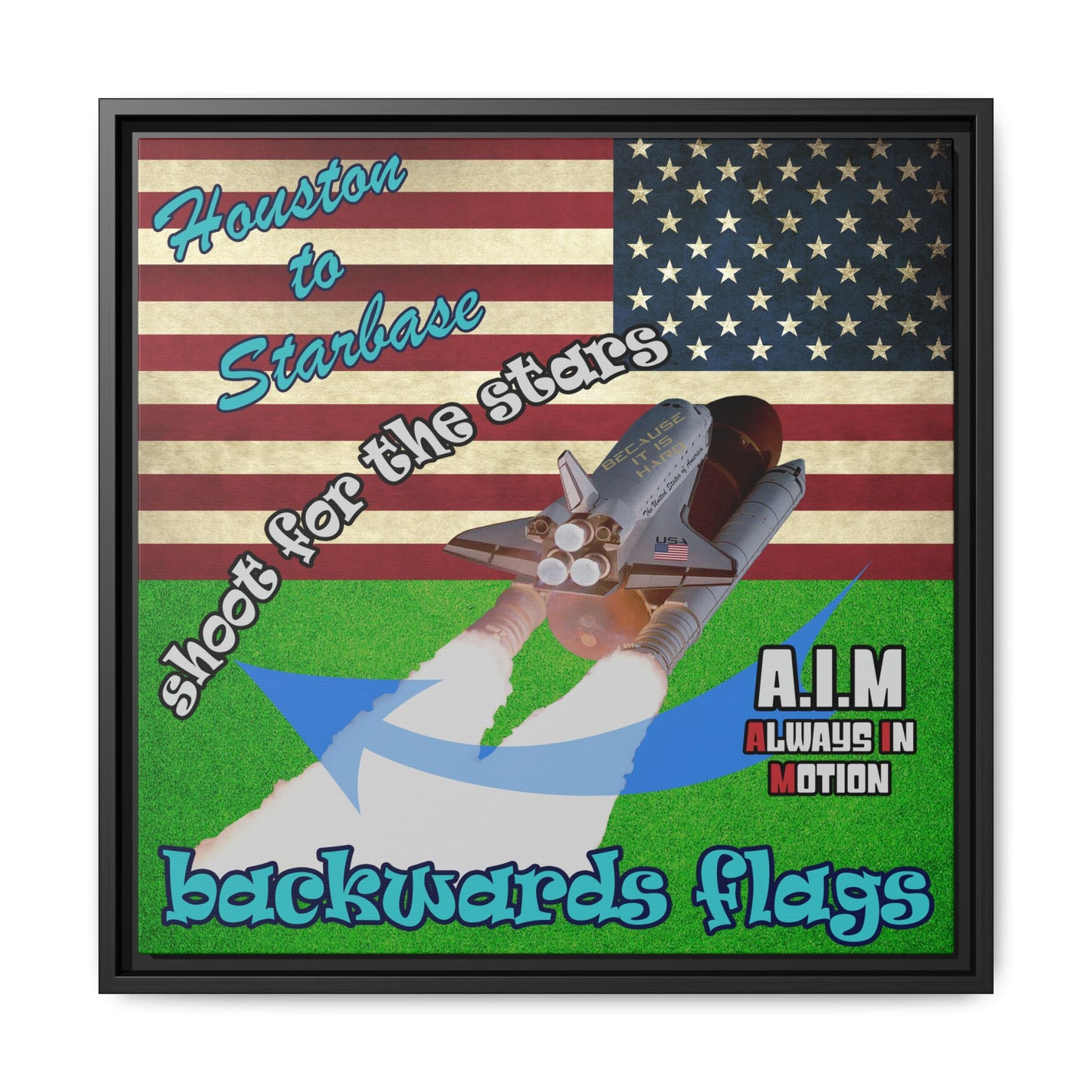 shoot for the stars - framed canvas art (green turf)
