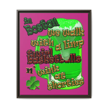celtics logo - framed canvas art (pink)