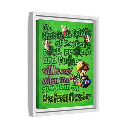 christmas spirits of boston - framed canvas art (green turf)