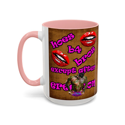 hoes b4 bros - Accent Mug (brown papyrus)