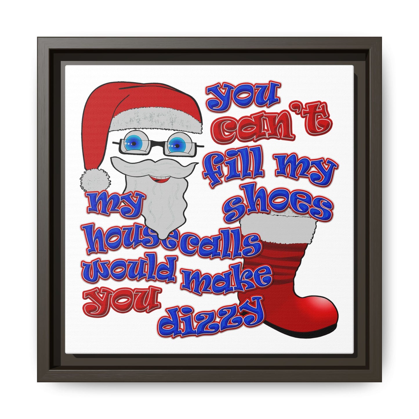 santa's shoes - framed canvas art (white)