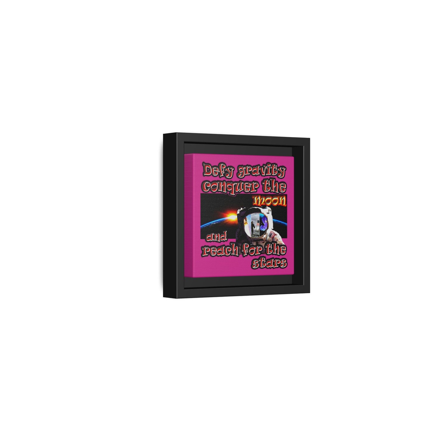defy conquer reach - framed canvas art (pink)