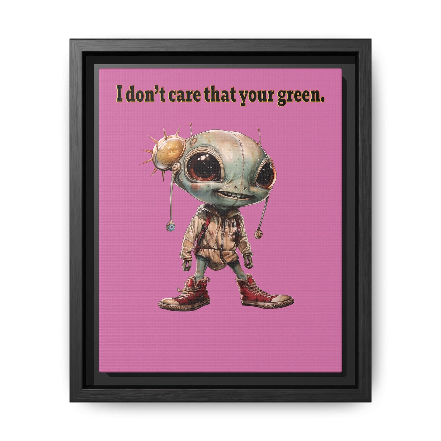 I don't care that your green - framed canvas art (light pink)