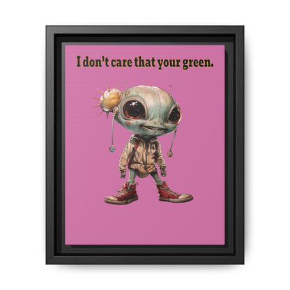I don't care that your green - framed canvas art (light pink)