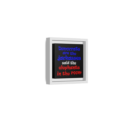 donkeys and elephants - framed canvas art (black)