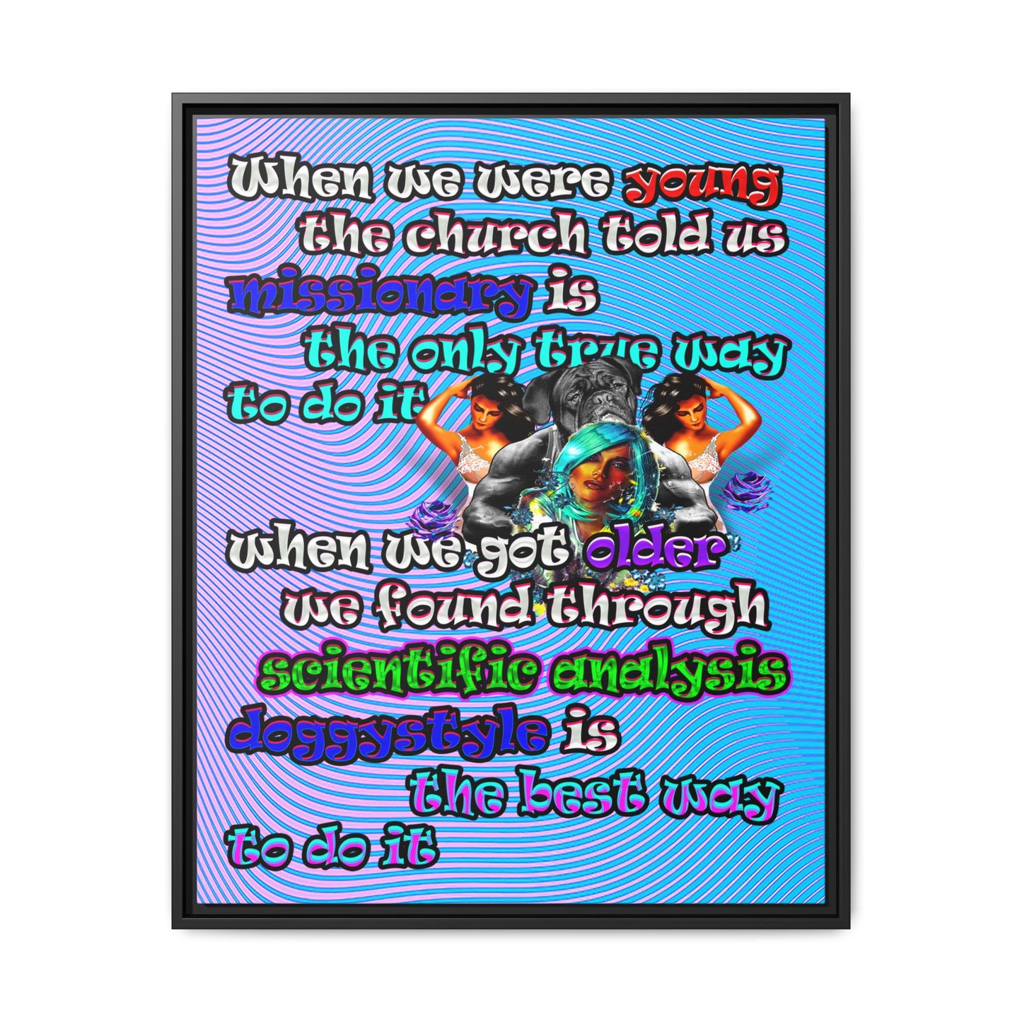 doggystyle - framed canvas art (light blue-purple wave)